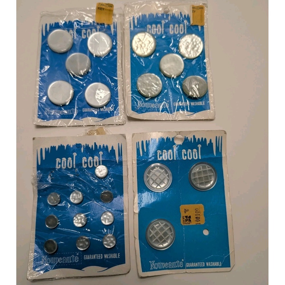 Nouveaute Cool Cool Vtg Buttons Textured Icy Look Shank 23 Buttons On Cards